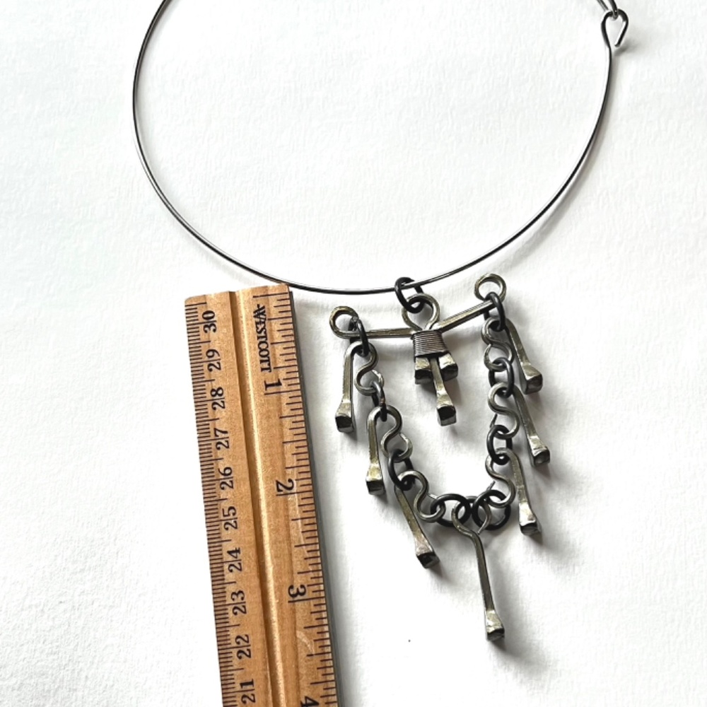 Brutalist Jewelry - Mid Century Modern -   Horseshoe Nail Necklace  Pendant - Picture 4 of 6